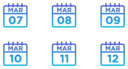 March Calendar Line Gradient Icon pictogram symbol visual illustration Set