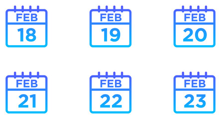 February Calendar Line Gradient Icon pictogram symbol visual illustration Set