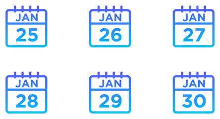 January Calendar Line Gradient Icon pictogram symbol visual illustration Set