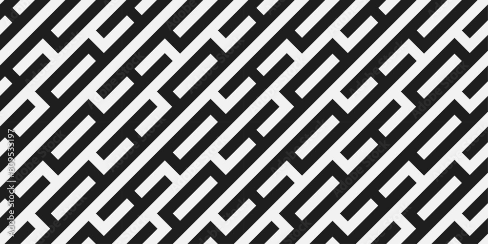 Poster Diagonal pattern of geometric repeating lines. Diagonal maze, vector pattern.