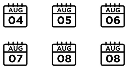 August Calendar Line Icon pictogram symbol visual illustration Set