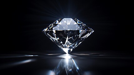 A Solitary Gleaming Diamond Set Against a Dark, Velvety Background: Highlighting Timeless Elegance and Radiant Beauty