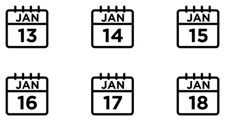 January Calendar Line Icon pictogram symbol visual illustration Set