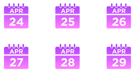 April Calendar Glyph Gradient Icon pictogram symbol visual illustration Set