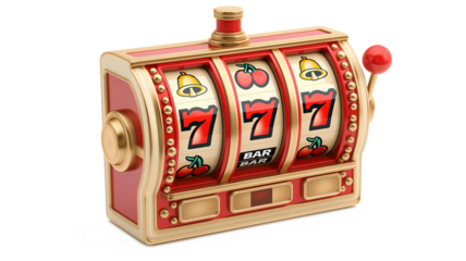 Online casino. 3D slot machine isolated on a transparent background