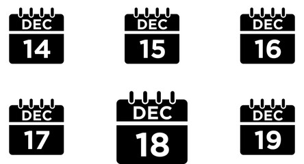 December Calendar Glyph Icon pictogram symbol visual illustration Set
