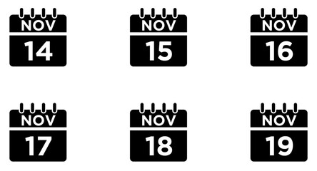 
November Calendar Glyph Icon pictogram symbol visual illustration Set
