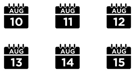 August Calendar Glyph Icon pictogram symbol visual illustration Set