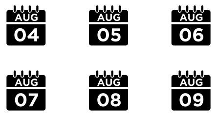 August Calendar Glyph Icon pictogram symbol visual illustration Set