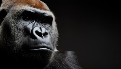 Obraz premium gorilla close up head on black background