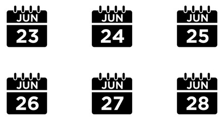 June Calendar Glyph Icon pictogram symbol visual illustration Set