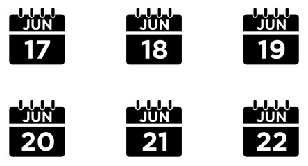 June Calendar Glyph Icon pictogram symbol visual illustration Set