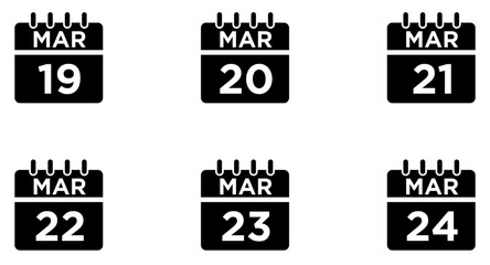 Obraz premium March Calendar Glyph Icon pictogram symbol visual illustration Set