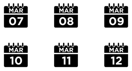 March Calendar Glyph Icon pictogram symbol visual illustration Set