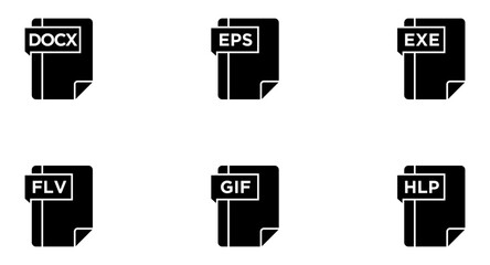 File Formats Glyph Icon pictogram symbol visual illustration Set