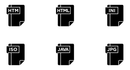 File Formats Glyph Icon pictogram symbol visual illustration Set