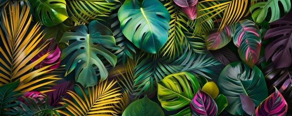 Fototapeta premium Tropical plant foliage texture background