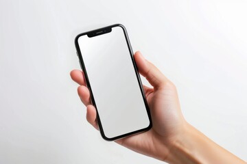Blank Smartphone Mockup on Hand created with Generative AI