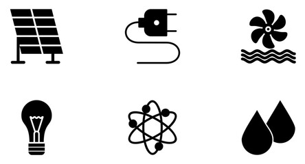 Energy Glyph Icon pictogram symbol visual illustration Set