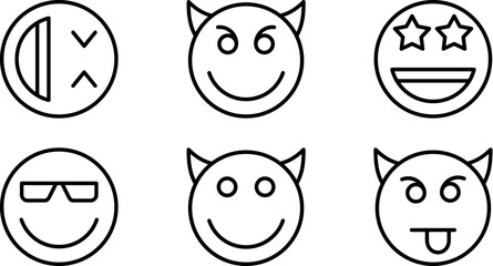 Smiley Line Icon pictogram symbol visual illustration Set