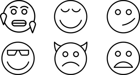Smiley Line Icon pictogram symbol visual illustration Set