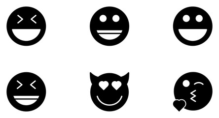 Smiley Glyph Icon pictogram symbol visual illustration Set