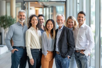 Fototapeta premium happy professional colleagues executives team posing together in office.