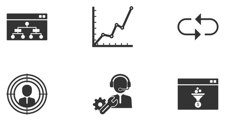 SEO Search Engine Optimization Glyph Icon pictogram symbol visual illustration Set