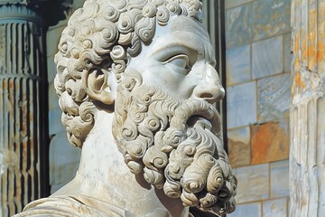 Naklejka premium Abstract classic stoic ancient greek, roman sculpture. Portraying a style of historical stoicism with a cultural expression.