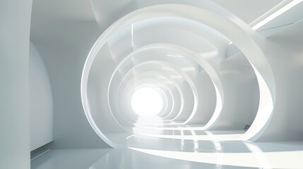 An empty futuristic corridor with a bright light at the end AIG51A.