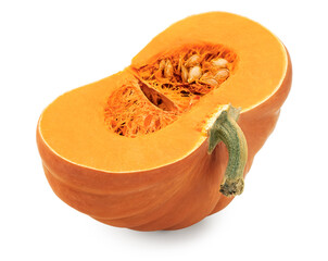 piece of pumpkin isolated on white background. clipping path