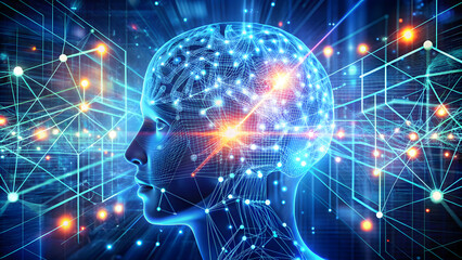 Obraz premium Machine Learning Process: Artificial Intelligence and Deep Data Mining. Perfect for: Technology Forums, Artificial Intelligence Conferences, Computer Science Workshops.