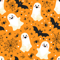 Halloween decorations seamless pattern background.