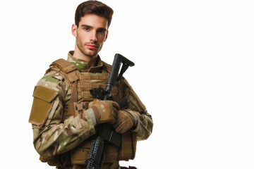 Fototapeta premium male soldier isolated on white background