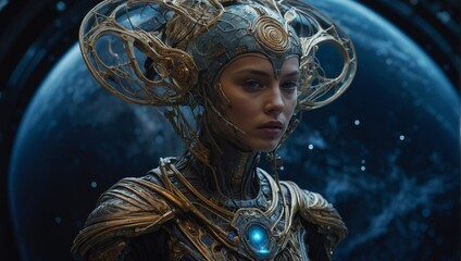 Fototapeta premium Galactic Nomad Serenity: A Mesmerizing Journey Through Space and Time