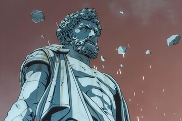 Obraz premium Abstract classic stoic ancient greek, roman sculpture. Portraying a style of historical stoicism with a cultural expression. 