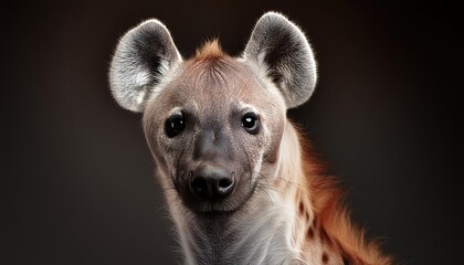 hyena close up head on black background 