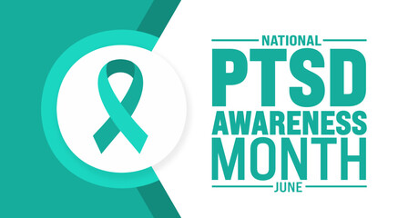Posttraumatic Stress Disorder or PTSD Awareness Month background template. Holiday concept. use to background, banner, placard, card, and poster design template with text inscription