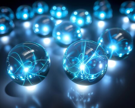 Glowing orbs pulsating with energy, super realistic