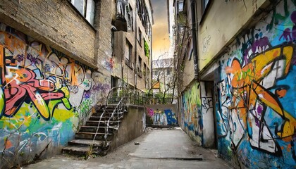 Naklejka premium graffiti in a bad city area 