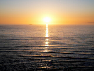 View to Pacific Ocean during the sunset in Palos Verdes Estates Shoreline in California