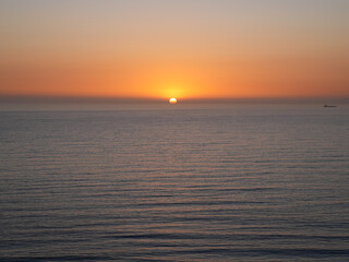 View to Pacific Ocean during the sunset in Palos Verdes Estates Shoreline in California