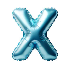 light blue foil balloon shaped as the letter 'X'.