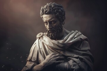 Obraz premium Abstract classic stoic ancient greek, roman sculpture. Portraying a style of historical stoicism with a cultural expression.