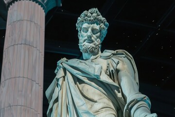 Obraz premium Abstract classic stoic ancient greek, roman sculpture. Portraying a style of historical stoicism with a cultural expression.