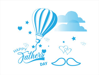 Happy Fathers Day 2024 greeting with hand written lettering.   illustration of a balloon.