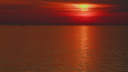 Sunset Over Sea Is Summer Theme. Abstract Background With Sunset On It.