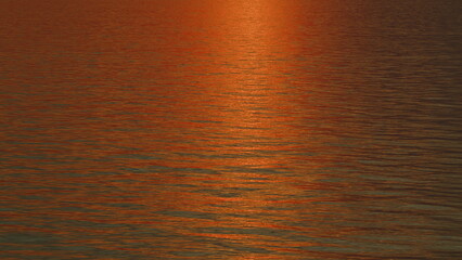 Landscape Of A Sea Sunset. Beautiful Golden Orange Sunset Over Ocean.