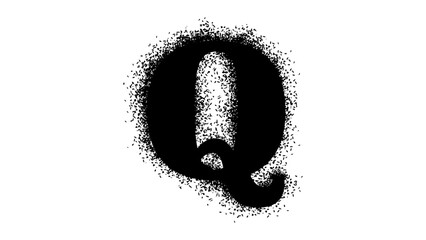letter Q with Spray Paint Drips, black isolated silhouette © OMIA
