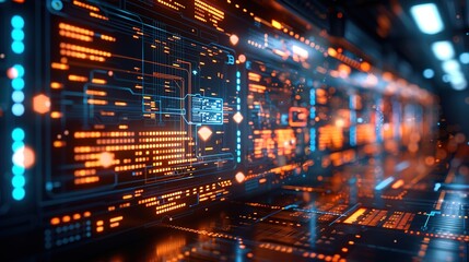 Futuristic high-definition digital fusion, clever integration of artificial intelligence, machine learning, and big data elements in a high-tech style, science, artificial intelligence technology, inn